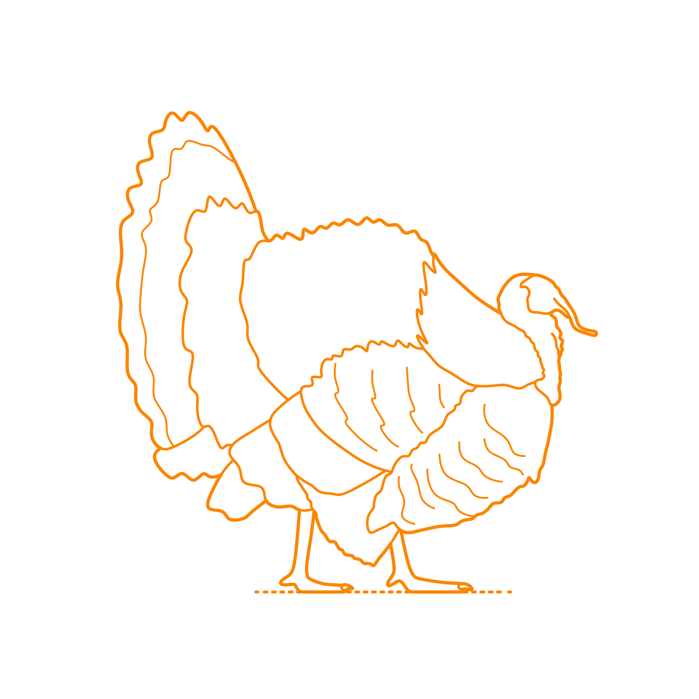 Animals Gamefowl Domestic Turkey Outline Icon Svg Set Free Vectors